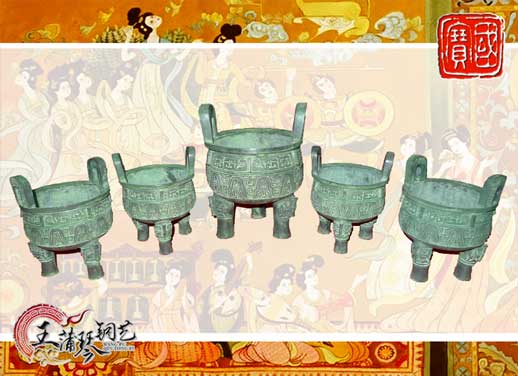 銅鼎，銅五鼎，中國鼎，佛像用鼎